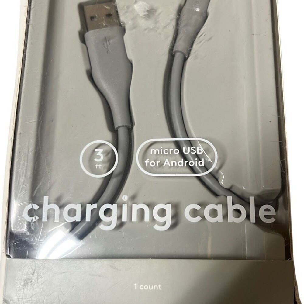 Heyday‎ 3' Micro USB Round Cable Android Gray Open Box New - Picture 3 of 5